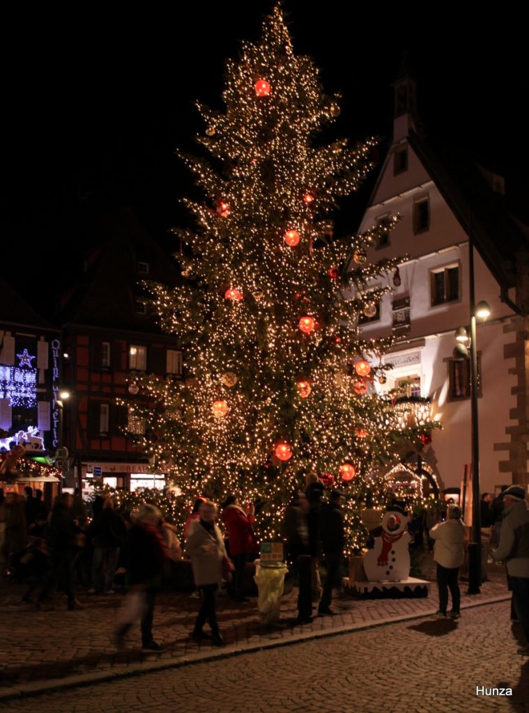 Sapin de Noël sur la place du Marché d'Obernai
