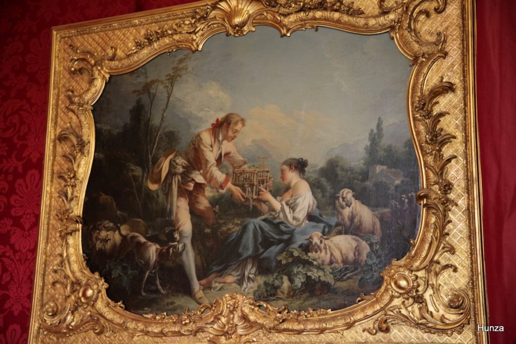 La Cage, peinture de François Boucher dans la chambre d'apparat de la Reine de l'hôtel Soubise à Paris