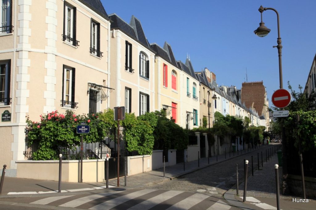 Maisons colorées rue Dieulafoy dans le 13e arrondissement