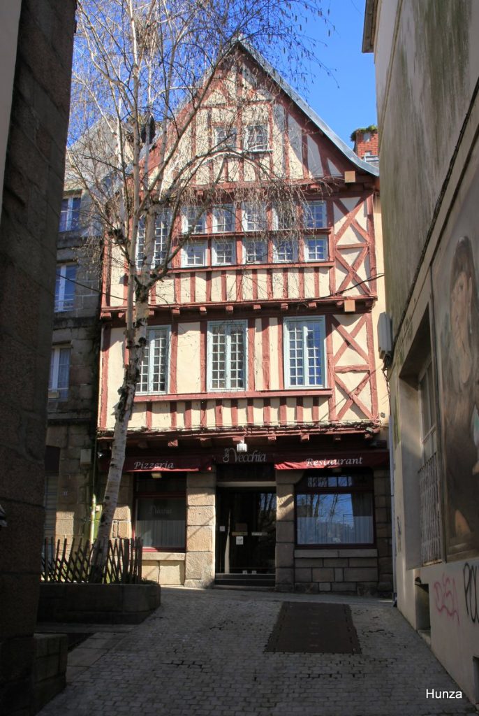 Maison à pans de bois dans la rue Ange de Guernisac à Morlaix