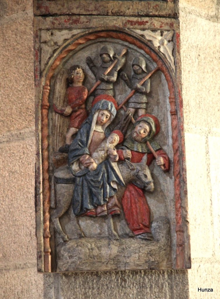 Volet de niche représentant la Fuite en Égypte dans l’église Saint-Mélaine de Morlaix