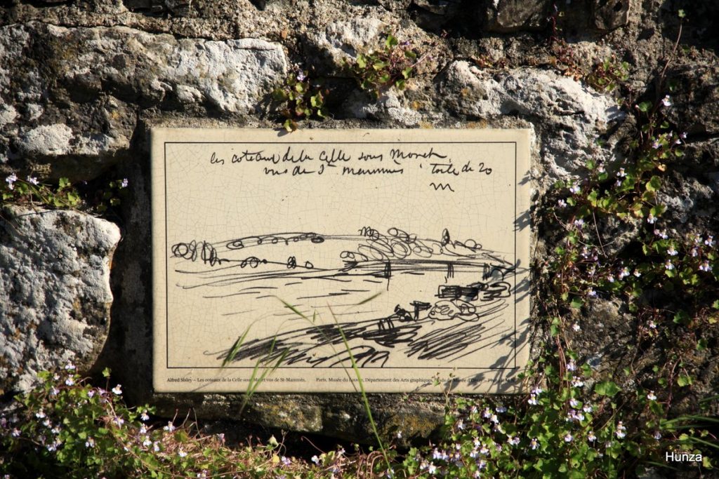 Plaque émaillée représentant un croquis d'un tableau du peintre Sysley à Saint-Mammès