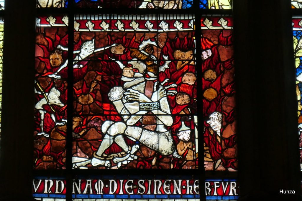 Le diable dans le vitrail de la Vie glorieuse du Christ de la cathédrale de Strasbourg
