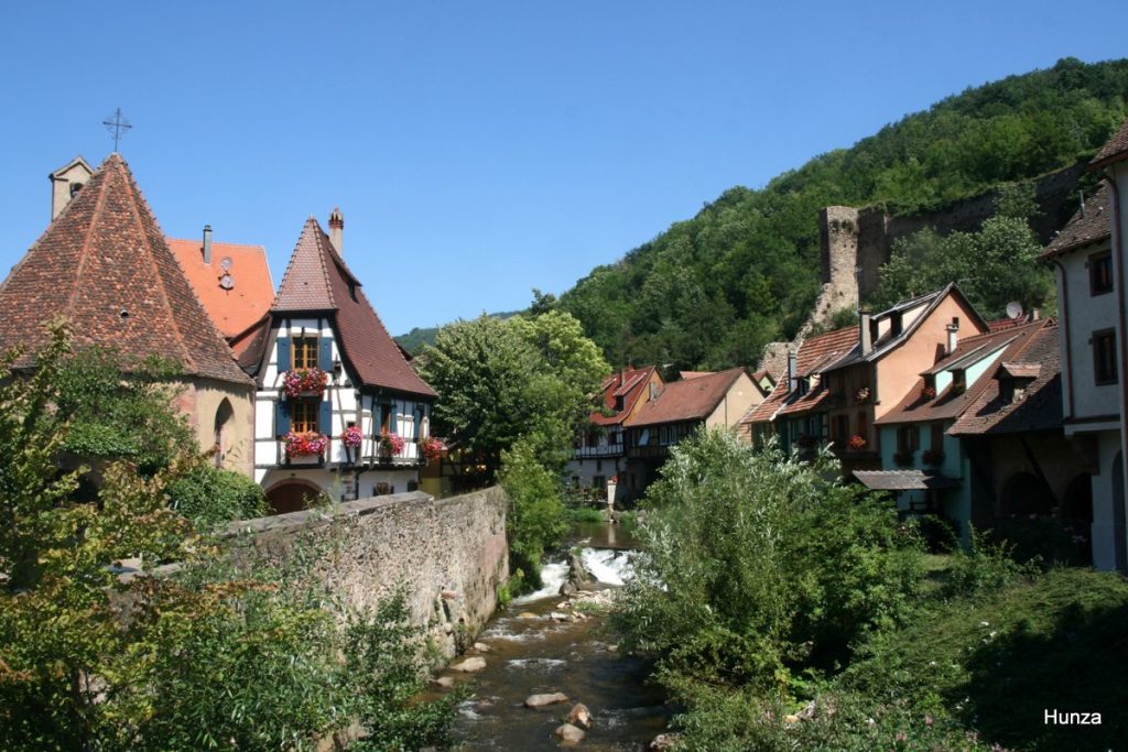 Panorama de la Weiss depuis le pont fortifié de Kaysersberg