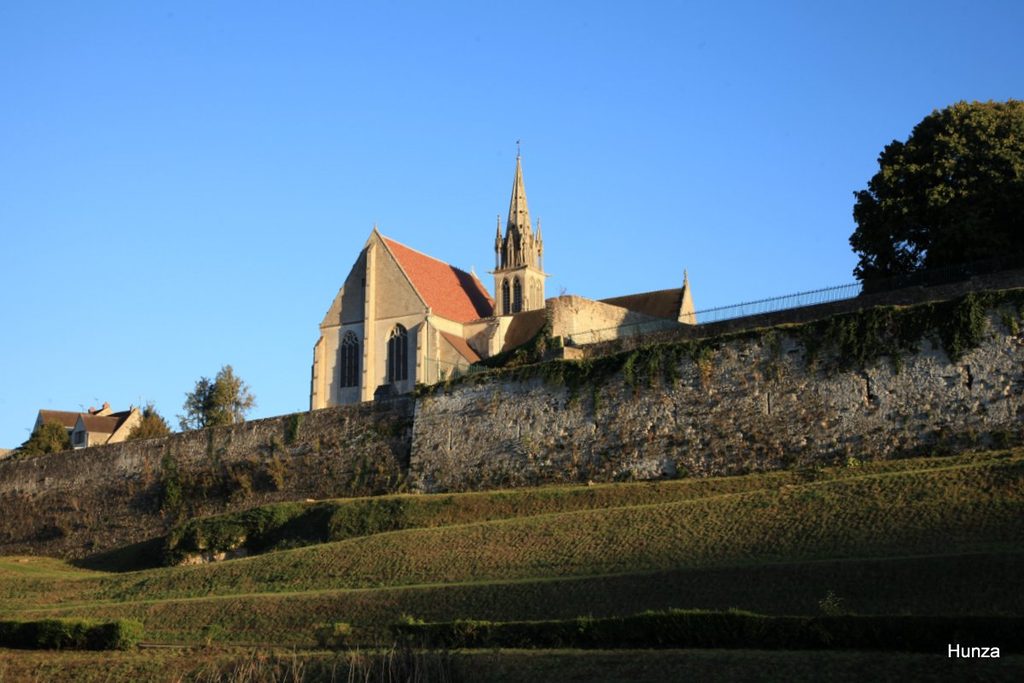 Église Saint-Denis vue au soleil couchant depuis les jardins de Crépy-en-Valois