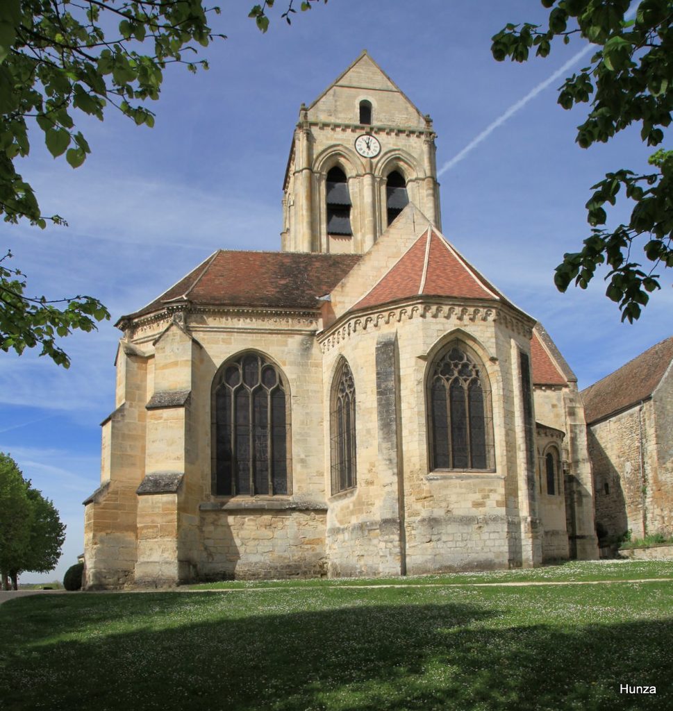 Église Notre-Dame-de-l’Assomption à Auvers-sur-Oise, vue extérieure du chevet et du clocher